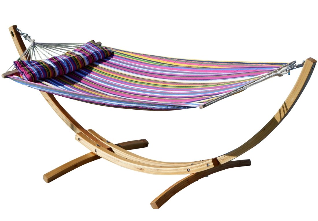AS-S 320cm XL Limited Edition Cadre de hamac en Bois de mélèze avec hamac et des vis en Acier Inoxydable tapissés Blanca-LIM-Pink