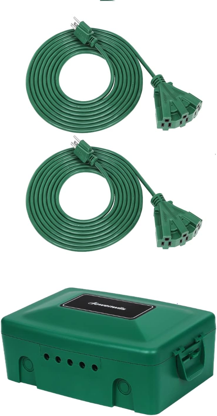 Naber Power Splitter 1 Je 2 M Kabellänge Schwarz DEWENWILS 10 FT Green Outdoor Tri-Tap Extension Cord Splitter+