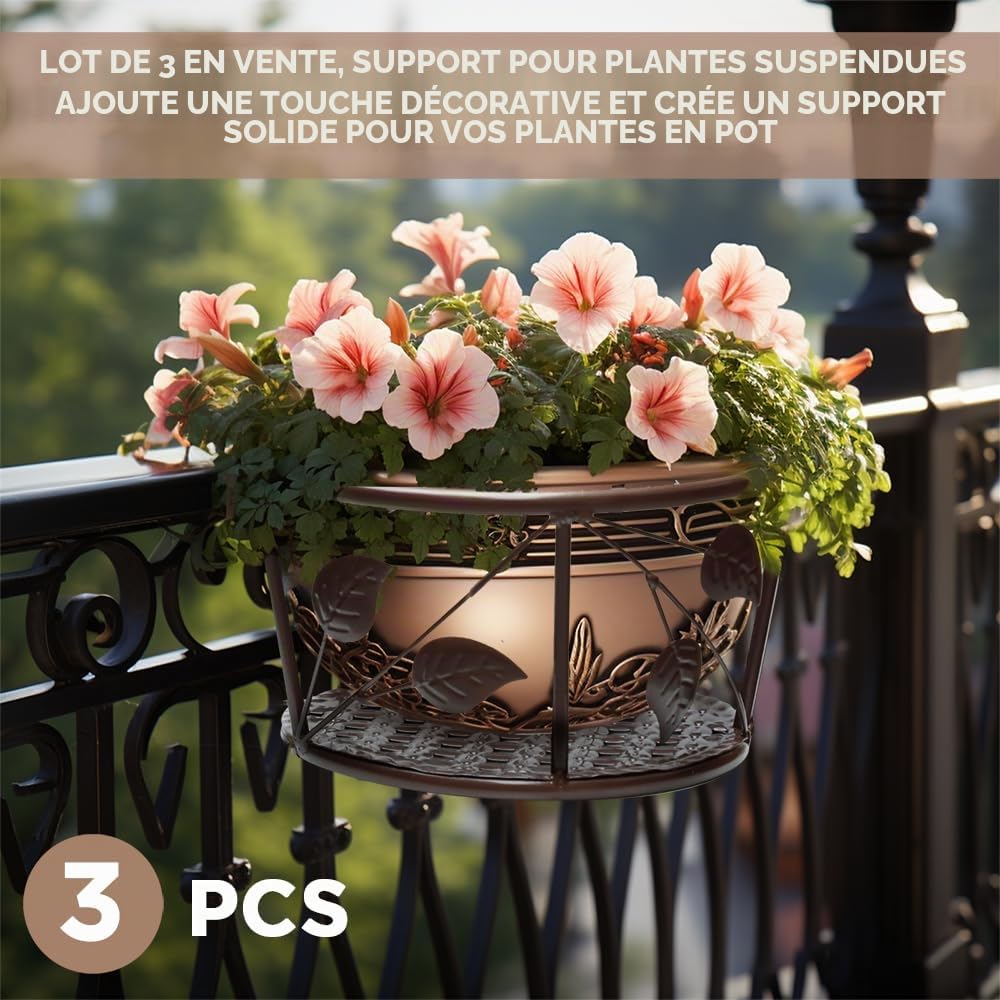 Paniers de Fleurs à Suspendre en Fer forgé pour la Maison, Les balcons, Produits en Fer pour Plantes cultivées à la Maison (Noir)