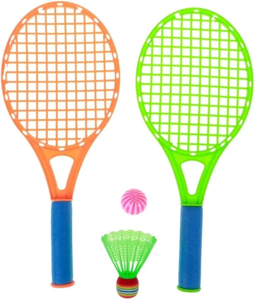 Jogo de Peteca Infantil com 2 Raquetes, 1 Peteca e 1 Bolinha, Laranja e Verde, 38cm