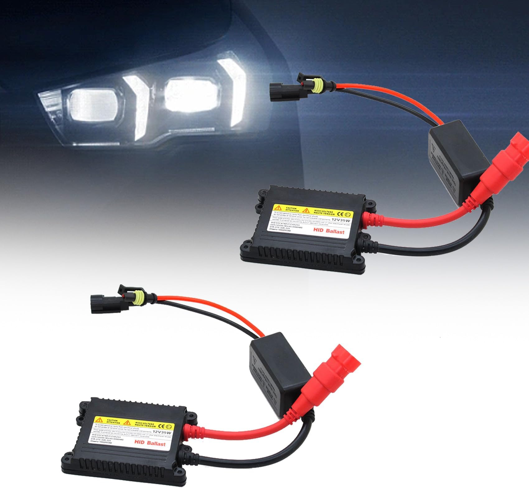 Yumfugu 2 PCS Automotive HID Ballast, 12V 35W UltraThin DC