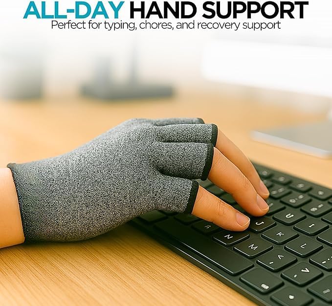 Hand Compression Gloves for Nikken KenkoTherm Glove 17096, Comfortable Support Wear for Hands, Fingerless Gloves for Women & Men, Flexible & Breathable Fabric, Easy Fit & Durable for Daily Use,X-Large