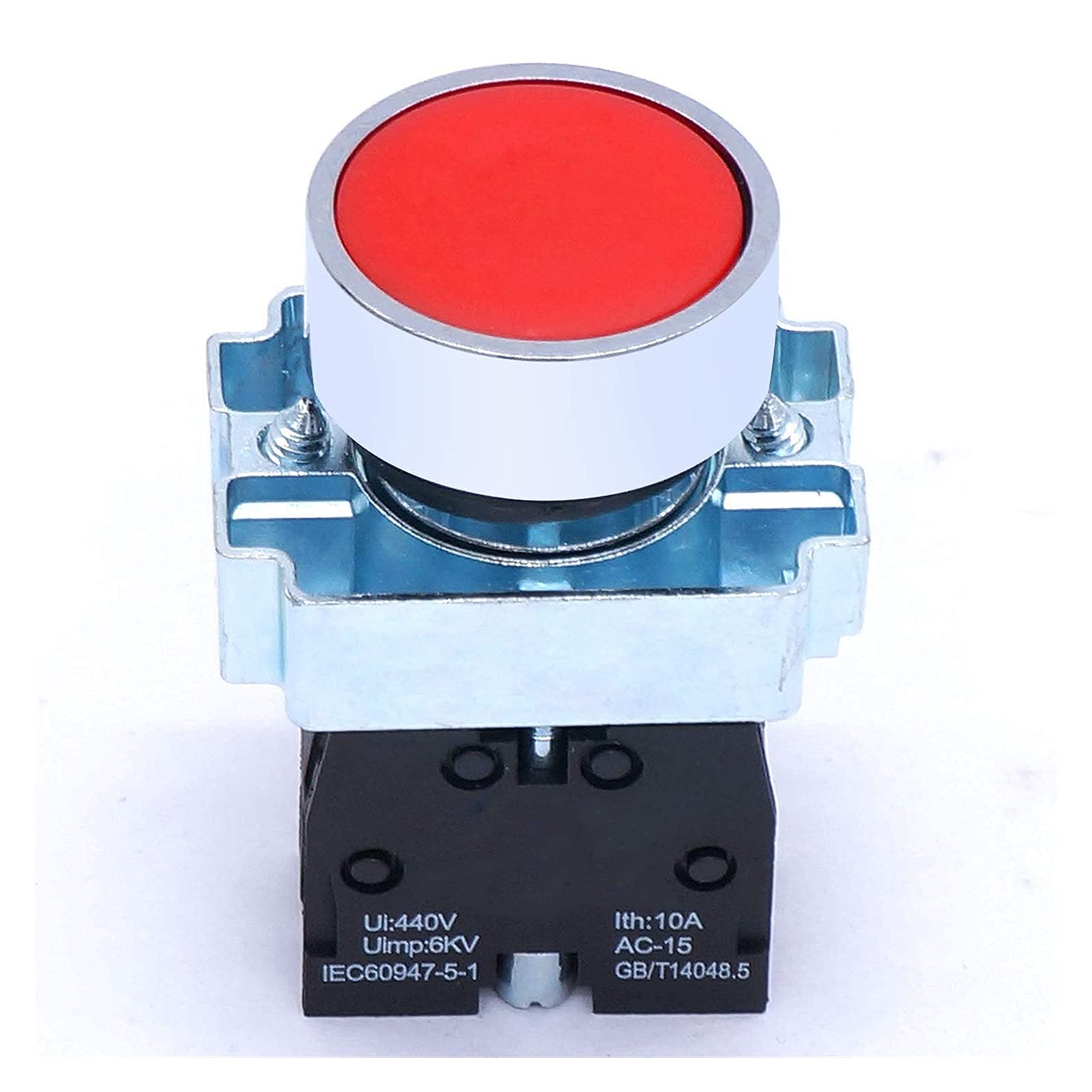 22mm 1 NC Interruptor pulsador momentáneo Rojo 440V 10A Interruptores pulsadores