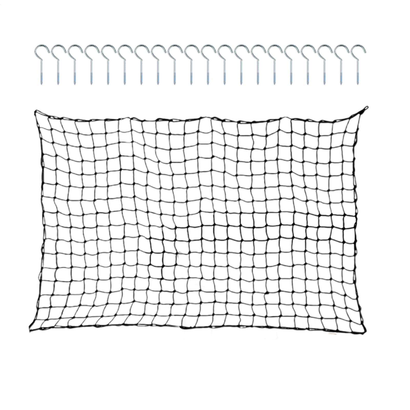 Pool Toy Storage Net, Large Mesh Organizer, Heavy Duty Storage Bag Black Design, Wall-Mount Netting with 20 Screw Hooks, for Inflatable Rafts, Beach Balls, Swim Chairs, Float Toys