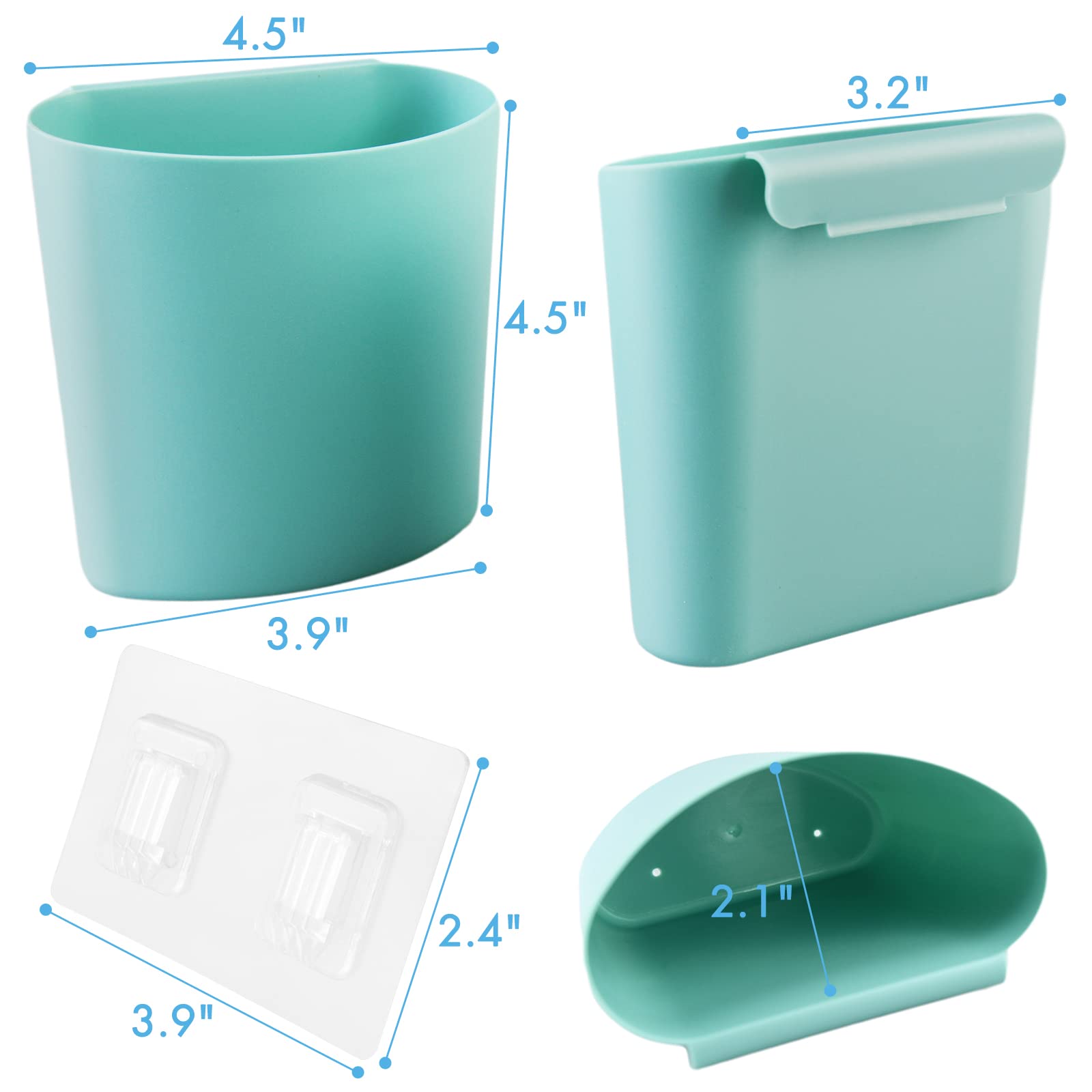 POPU BERRY 4 Pack Wall Caddy Pen Holders, Pink & Green Pencil Cups Organizer for Marker/Remote/Crayon/White Board, with Adhesive Stickers, Office Craft Class Kids Room Art Rolling Cart Hanging Cups