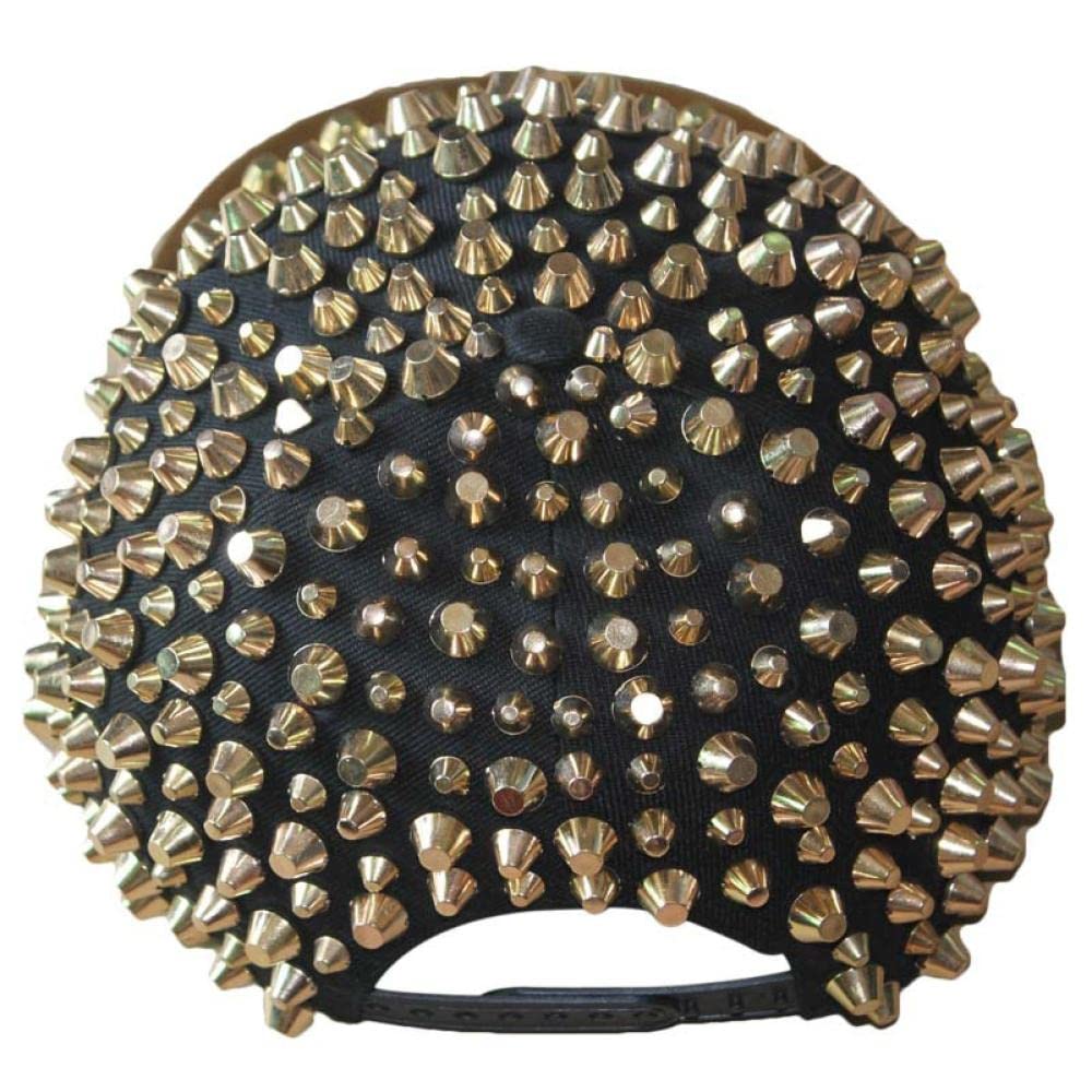 Czapka Z Daszkiem Czapka Z Daszkiem Sun Hat Czapka Turystyczna Punk Big Rivets Hip-Hop Hiphop Hip-Hop Caps Czapki Kapelusze Płaskie Kapelusze Brim-Czarny Silver Rivet 1 Kolor