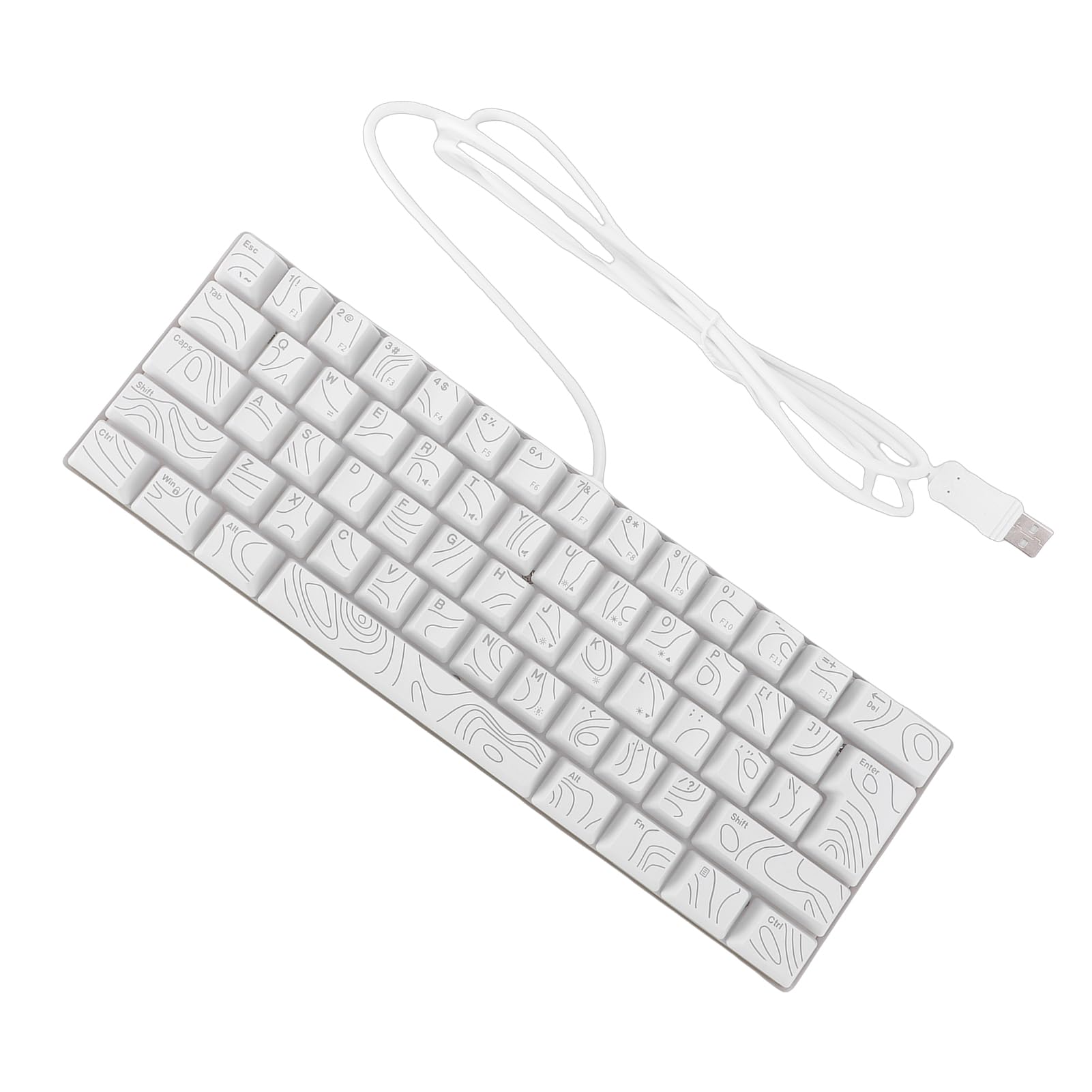 Tastiera Meccanica da Gioco Layout 60% RGB Retroilluminato Cablata per Digitazione e Gioco Design Portatile 61 Tasti (WHITE)