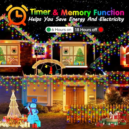 Heceltt Icicle Christmas Lights Outdoor, 15m/49FT 480 LED Icicle Lights for Outside, 90 Drops Fairy Lights with 8 Modes, Waterproof Timer Memory for Xmas,Yard, Garden, Eaves, Patio, Party(Multicolor) - Image 2