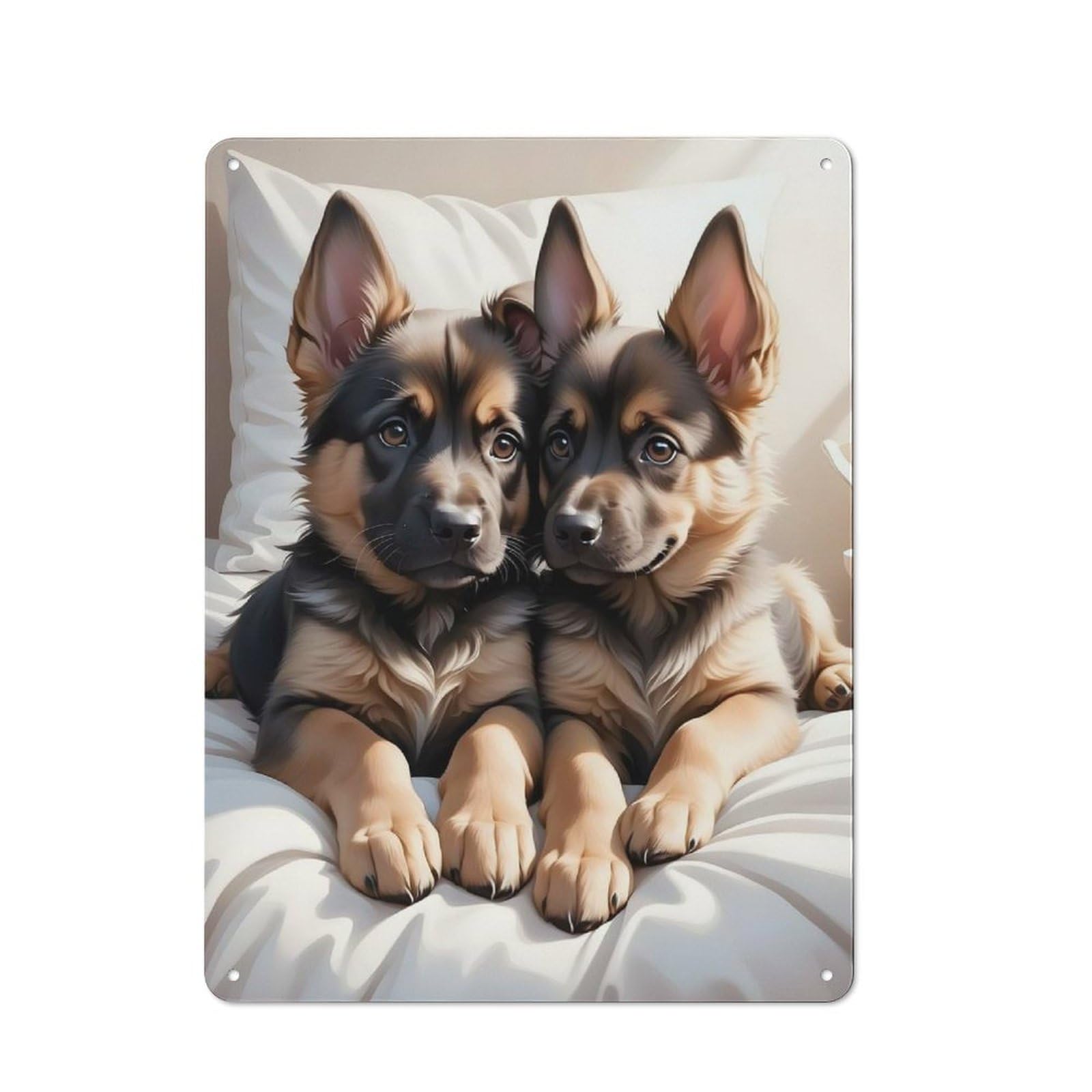 Junmoney German Shepherd Pup Retro Metal Plaque 40X30cm Featuring For Garage Wall, A Winter Wall Decor Update For Workshop Decor Fans