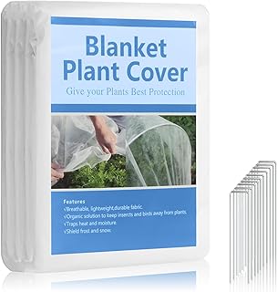 SOMUCH Plant Covers Freeze Protection,10 ft x 50 ft Reusable Floating Row Cover,Frost Blanket Cover for Cold Weather,Garden Fabric Plant Cover for Winter with 10 PCS Staples Stakes (10x50ft)…