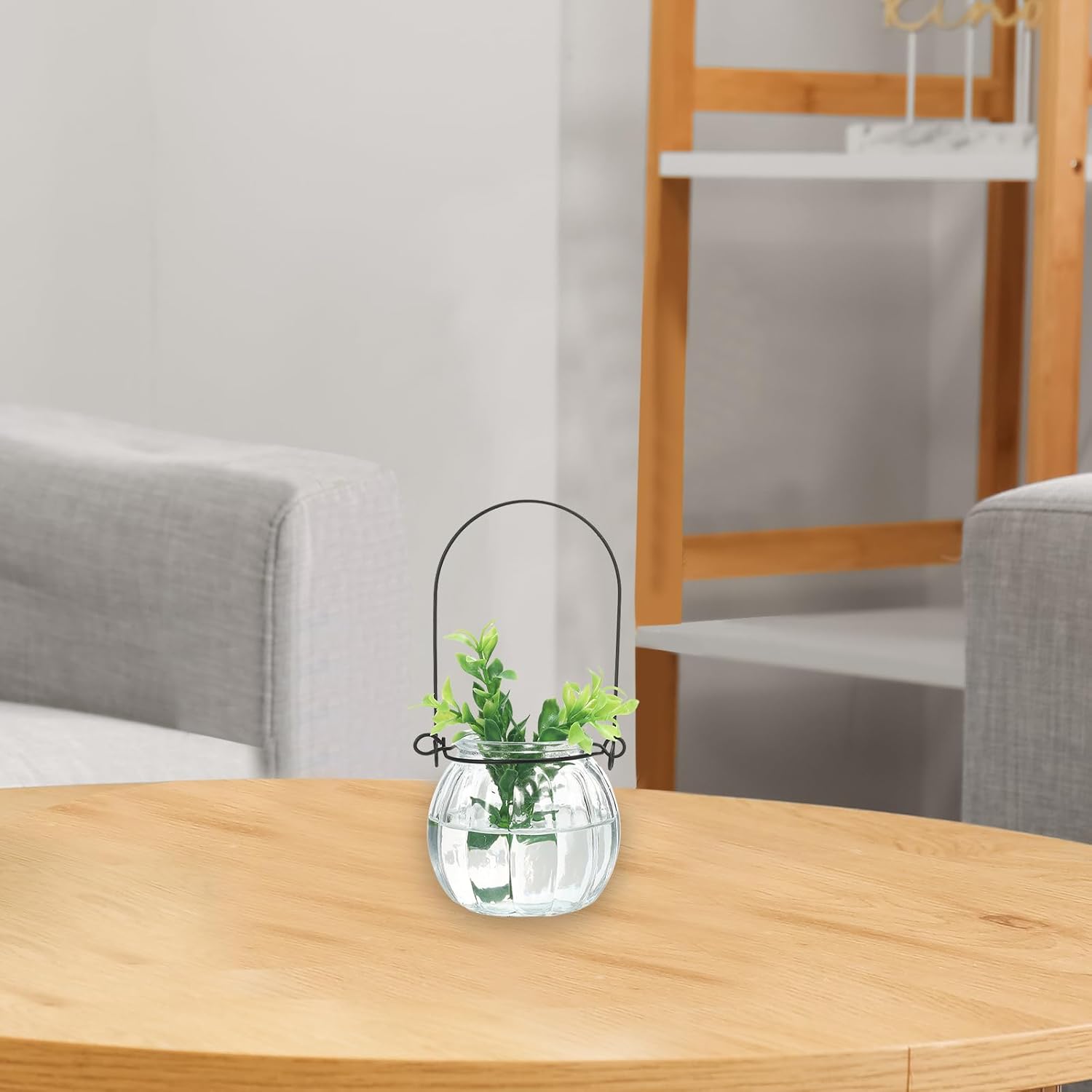 PATIKIL Pumpkin Glass Terrarium Planter 2.3 Inch, 6 Pack Air Plant Wall Hanging Pot DIY Interest Plant for Home Decor Garden Office, Clear