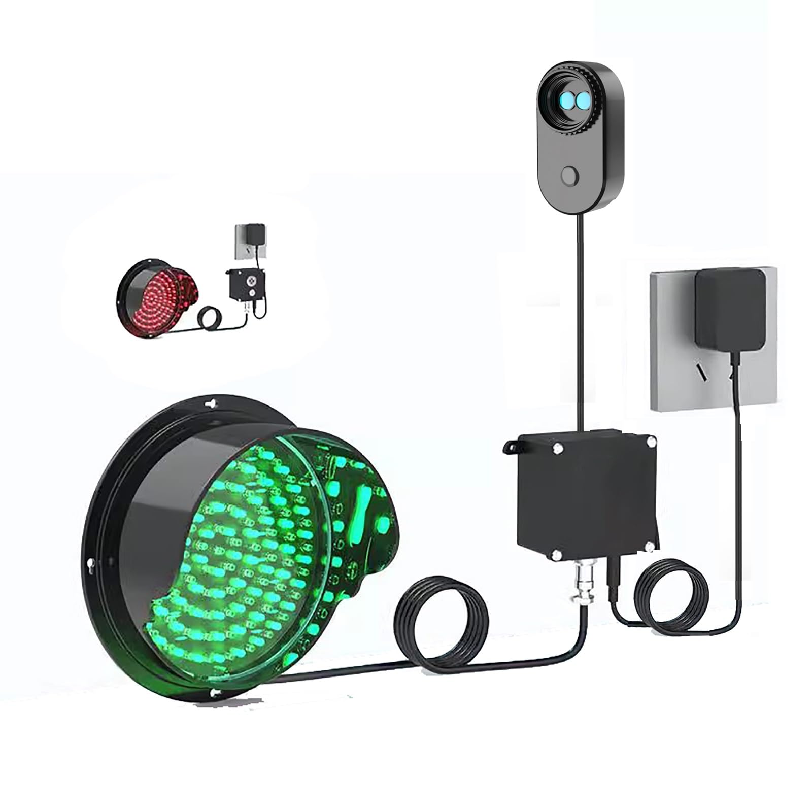 Red/Green Stop and Go Light, Industrial Traffic Signal Light with Laser Sensor for Automatic Sensing, Plug & Play, Loading Dock Bay Lights(300mm/12in)