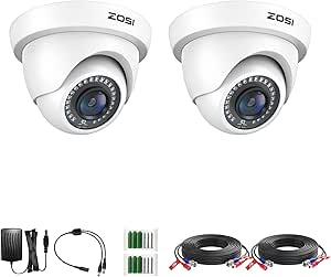 ZOSI 2Pack 2.0MP HD 1080P Security Cameras Kit TVI/CVI/AHD Indoor Outdoor 80ft Day Night Vision CCTV Dome Home Cameras for 720P/1080N/1080P/5MP/4K HD-TVI AHD CVI Analog DVR Systems