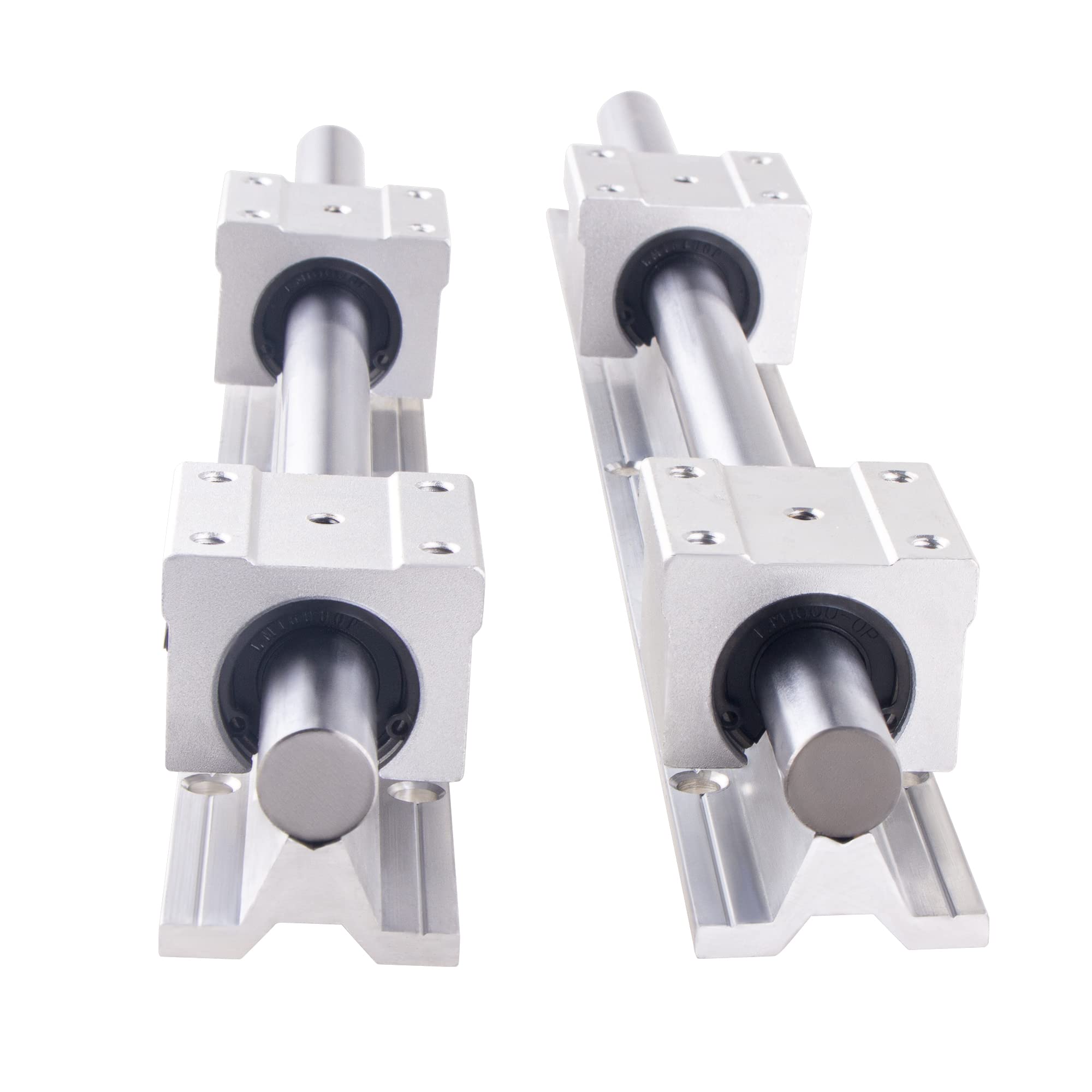 Binario lineare SBR20, 1000 mm, 2 guide lineari con 4 blocchi di cuscinetti SBR20UU, guida lineare antiruggine con fori preforati, per stampanti 3D fai da te e macchine CNC, argento