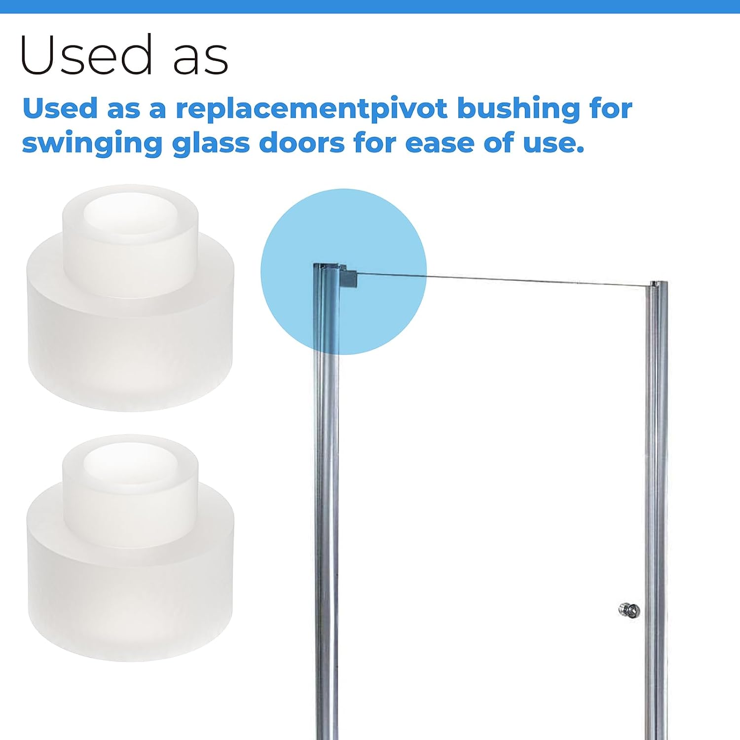 Shower Door Nylon Pivot Bushing fit for Framed Pivot Shower Door for Shower Doors Stainless Steel Pivot Kit - 2 Pack