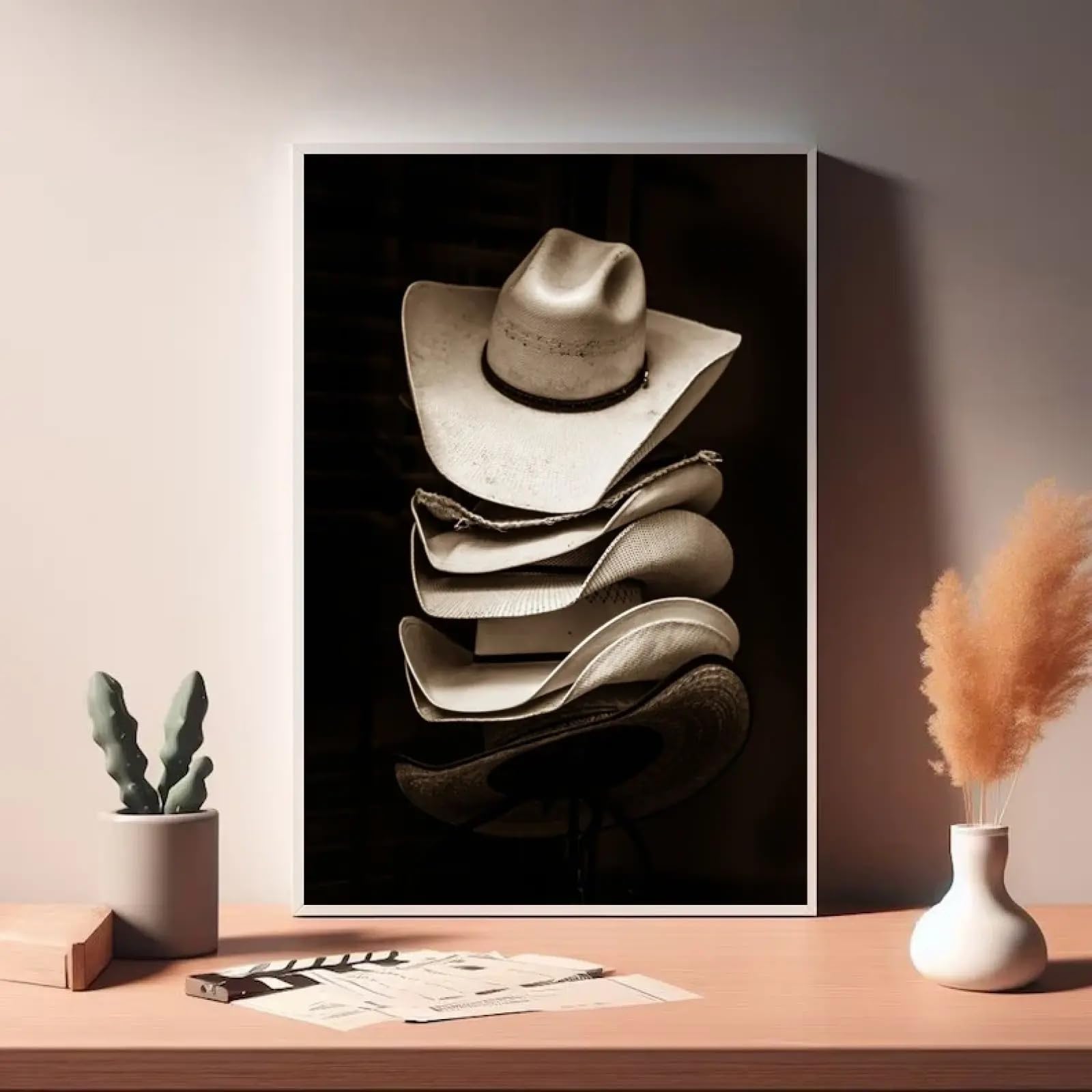 Peinture abstraite rétro de ferme cowboy toile 50x75