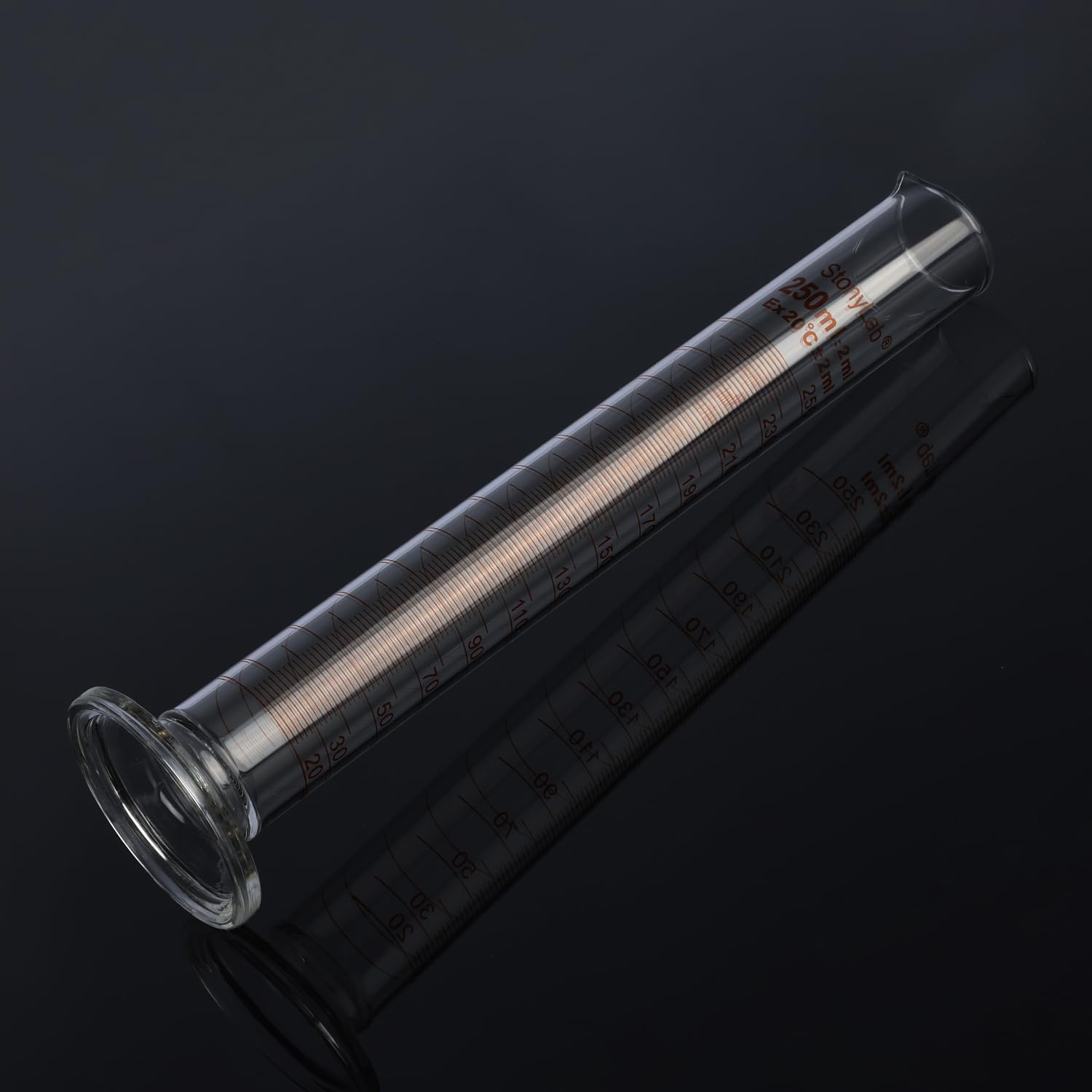 stonylab Cilindro de Medición Graduado, Paquete de 3 250 ml Cilindro Graduado de Vidrio de Borosilicato de Pared Gruesa Cristalería de Laboratorio
