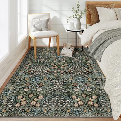 Tapete MUJOO 3x5 Floral Lavable Antideslizante Interior miniatura 3