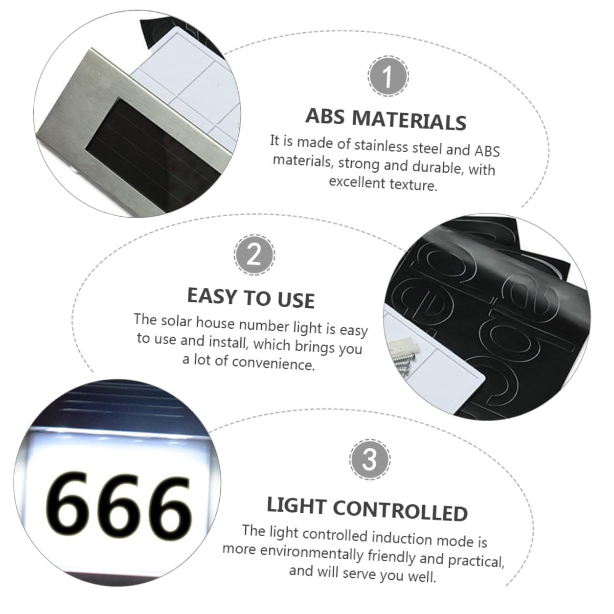 2 pezzi Lampada Solare per Numero Civico da Esterno LED Luci con Rilevatore di Movimento Applique Solare per Parete Giardino Risparmio Energetico e Facile Installazione
