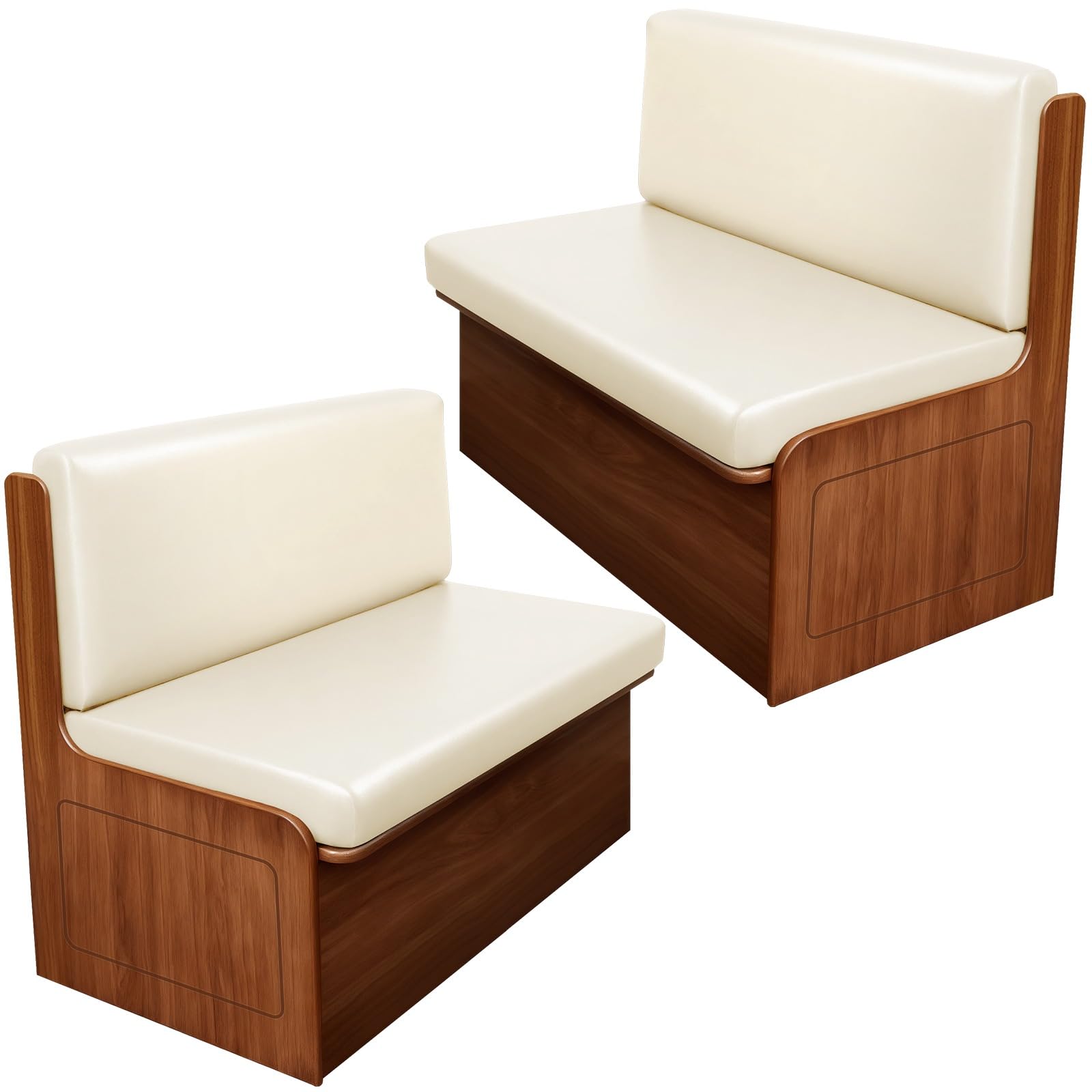 SearchI PU Leather RV Dinette Cushion Covers, Stretch Camper Cushion Slipcovers for Travel Trailer Couch RV Booth Seat, Replacement Camper Sofa Chair Protector(2 Backrest Cover &amp; 2 Bench Cover, Cream)