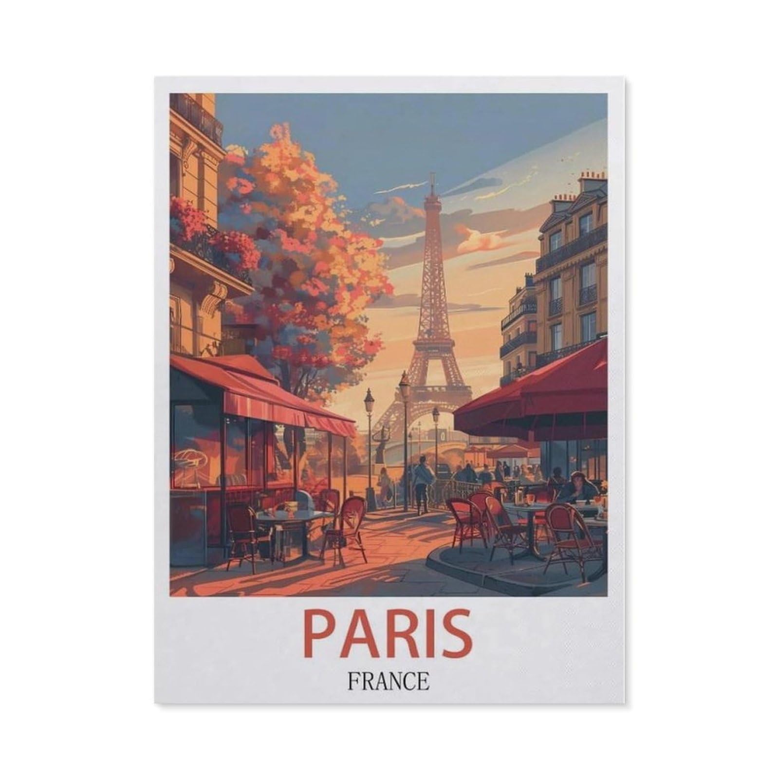 Beayodkp （50 X 60 Cm/19.68 X 23.62 Inches） 5D Diy Full Round Drill Diamond Painting，Paris France Vintage Travel Posters，Embroidery Full Round Diamond Cross Stitch Rhinestone Mosaic Decor Gift-Ch31