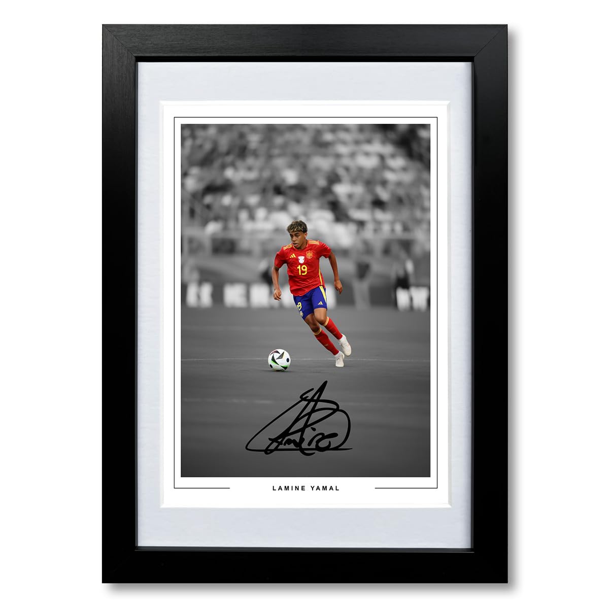 Mounted Gifts Trading A4 Framed & Mounted (B&W) Lamine Yamal Signed Photo Spain Poster Print Autograph Framed Display Memorabilia Gift Barcelona Espana (A4 Framed & Mounted (B&W))