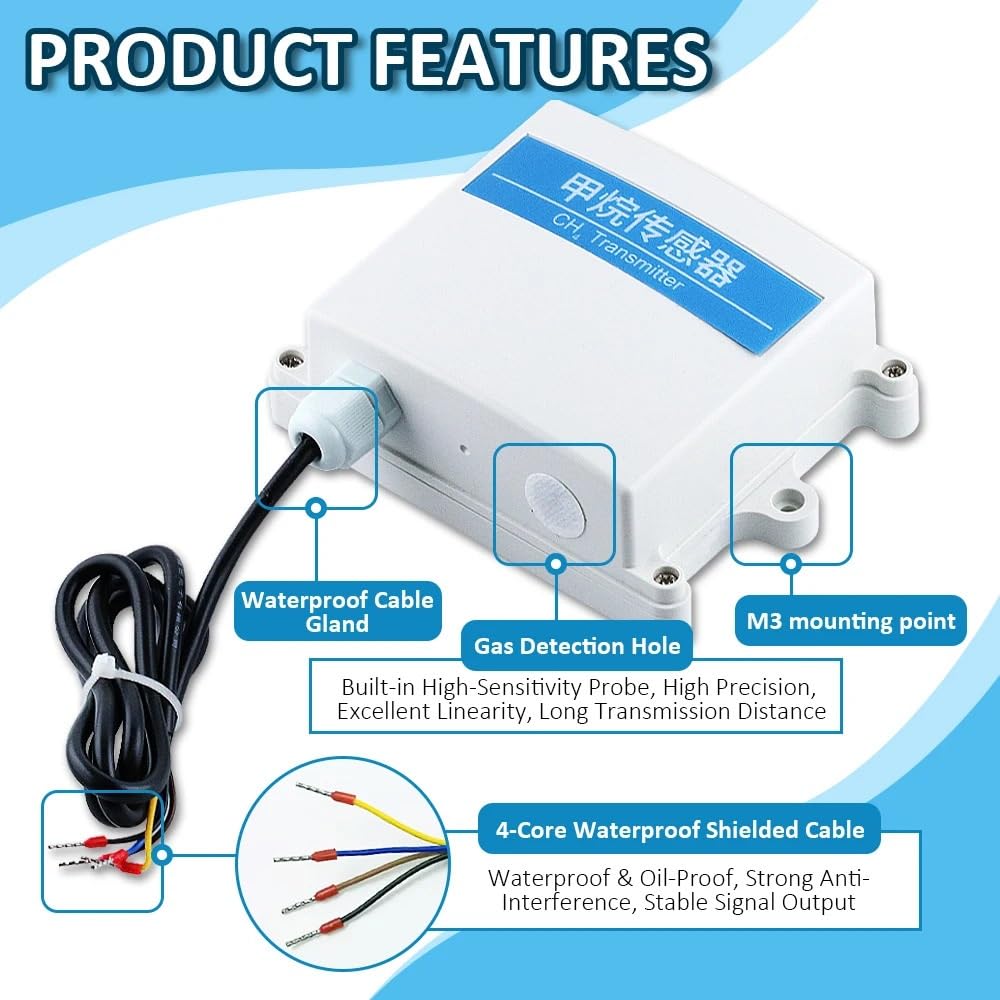 Módulo de Sensor de Gas CH4 de 0-100ppm, Detector de concentración de metano de Gases tóxicos de alta precisión, transmisor, DC12-24V electroquímico | 0-5V