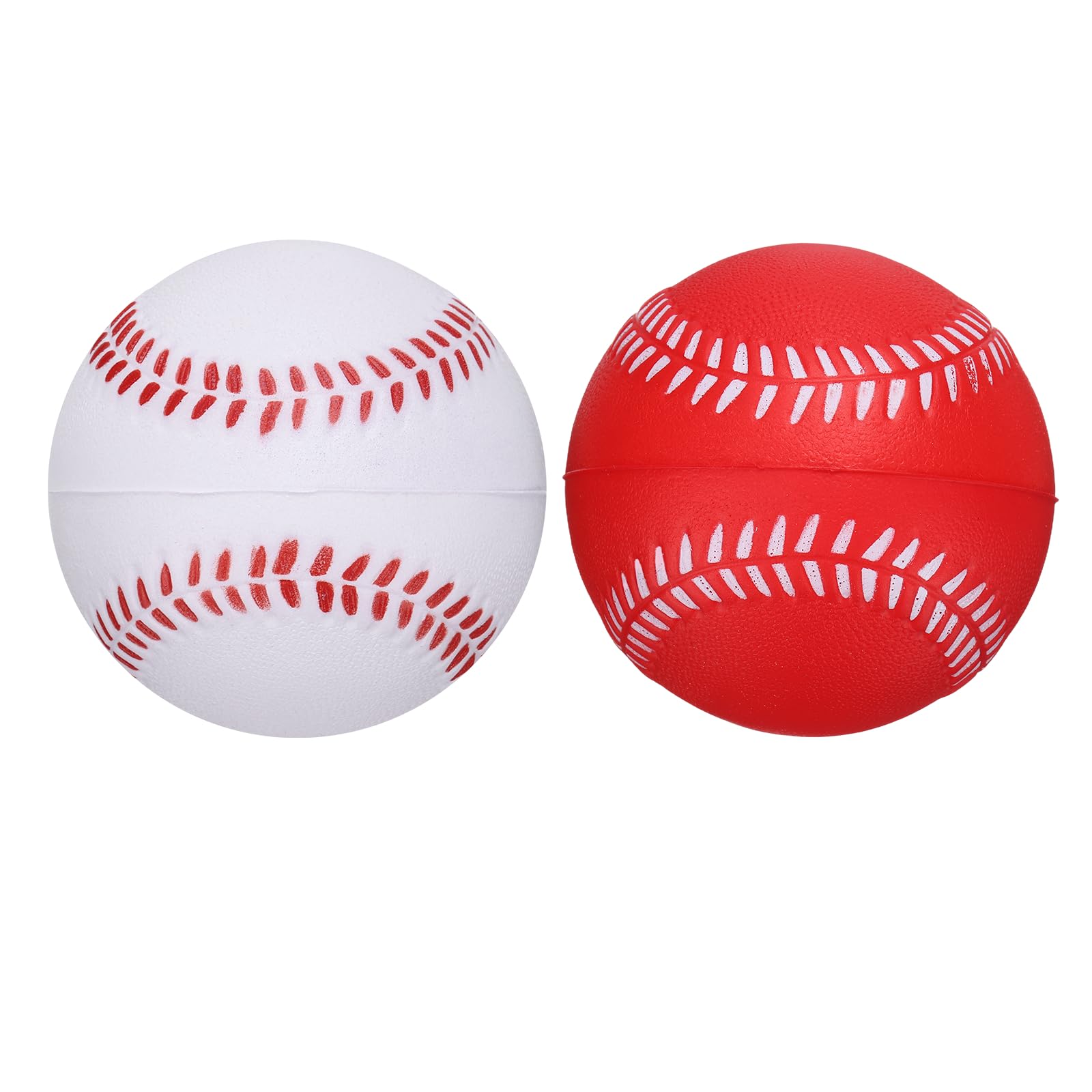 YELARXI Soft Sponge Foam Baseballs, PU Solid Baseballs Training Practice Ball 9" & 2 Pack & White/Red-Fitting for (Daily Practice/Fun Sports/Competition)