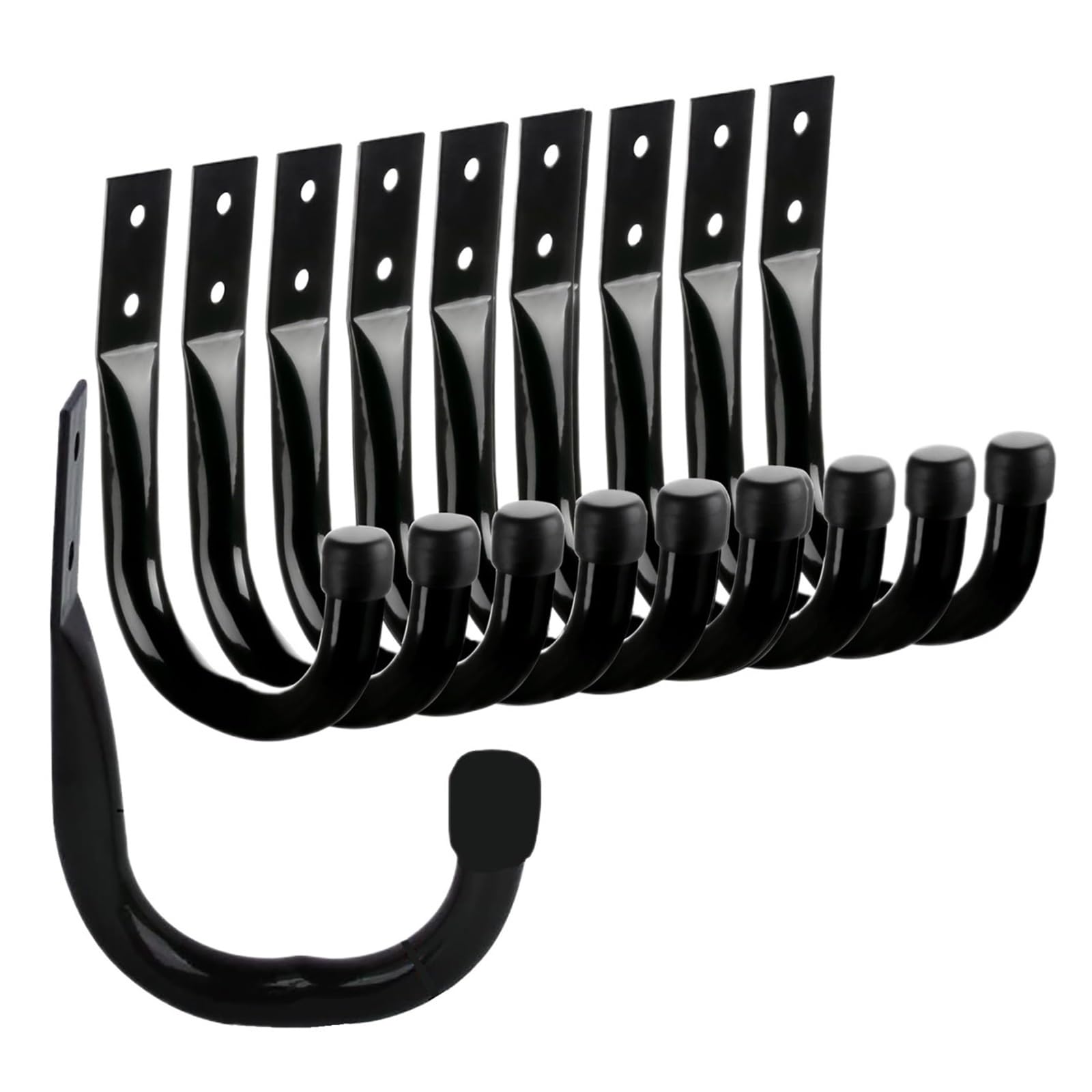 J Haken Robuste Garagenhaken for Aufhängen, große Garagenaufbewahrungshaken for Verlängerungskabel, Werkzeugkabel, schwarze, praktische Wandhaken mit Dübeln und Schrauben(Black-10Pcs)