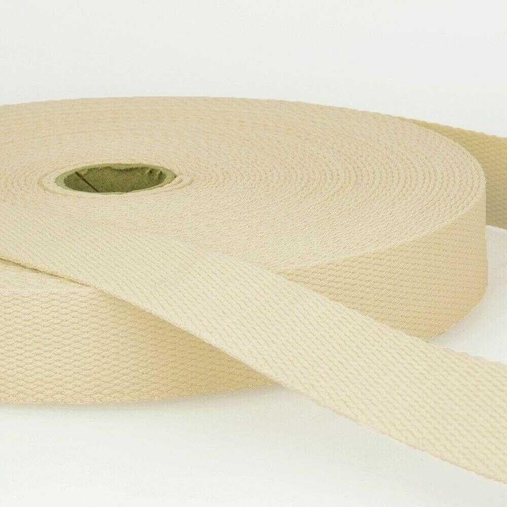 25mm Cotton Webbing 2mm Strap 231D, 051 Natural Cream, 2 Metres โ image 1