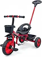 Triciclo Infantil com Pedal e Empurrador 3 Rodas Brinquedo Passeio Criança Atentu (Vermelho)
