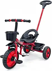 Triciclo Infantil com Pedal e Empurrador 3 Rodas Brinquedo Passeio Criança Atentu (Vermelho)