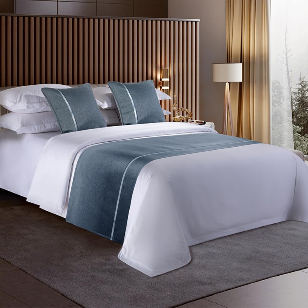JANMEYO Bed Runner Bed Runners Scarves Modern Simple Bed Throws Fashion Bedding Scarf Protection Single Double King Size Bed End Towel for Bedroom Home Decoration-Blue-gray||50x210cm(1.5m bed