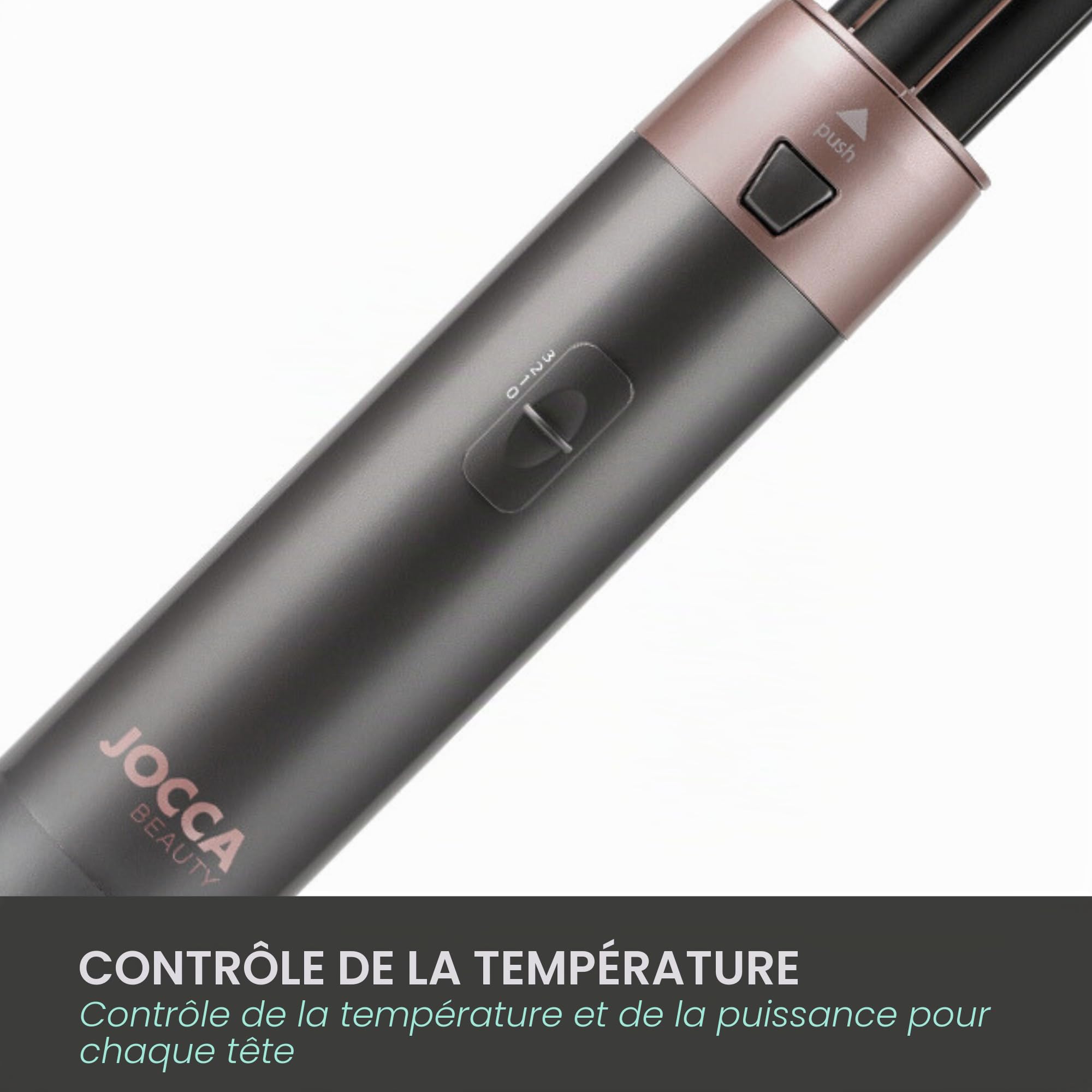 Jocca Brosse Chauffante 5 en 1, 800-1000W, Multifonction : Sèche-Cheveux, Lisseur, Boucleur et Volumateur, Cinq Accessoires Interchangeables, Étui Premium Inclus