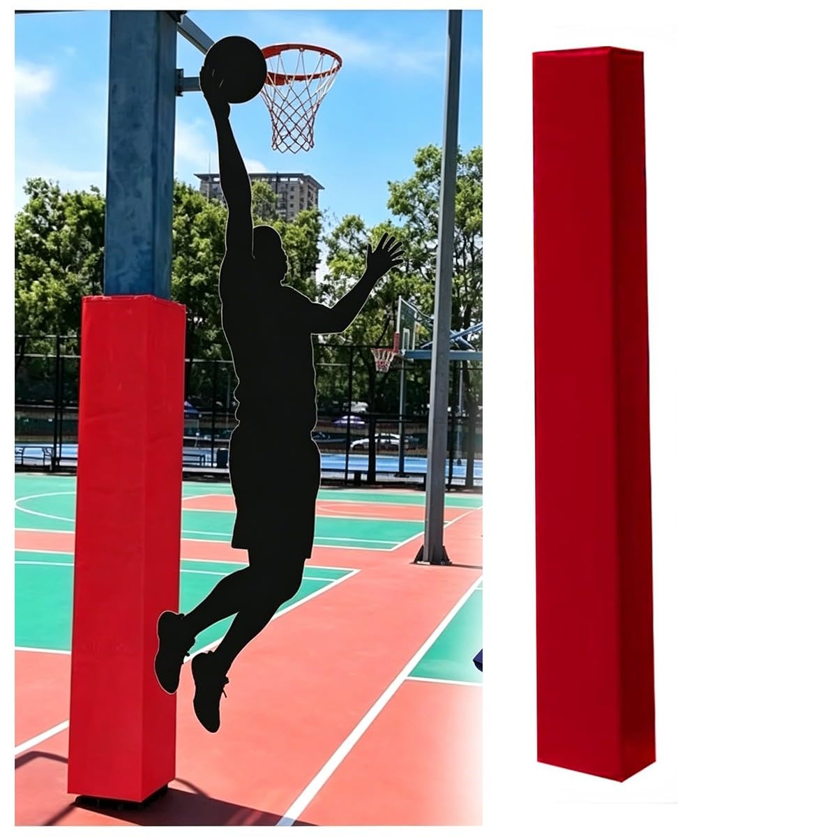 Bananaww Square Basketball Pole Padding Wrap, 2.5 cm Thick High-Density Foam Anti-Collision Post Protector, Heavy Duty Outdoor Indoor Column Safety Pad for Gym, Garage, Sports Court