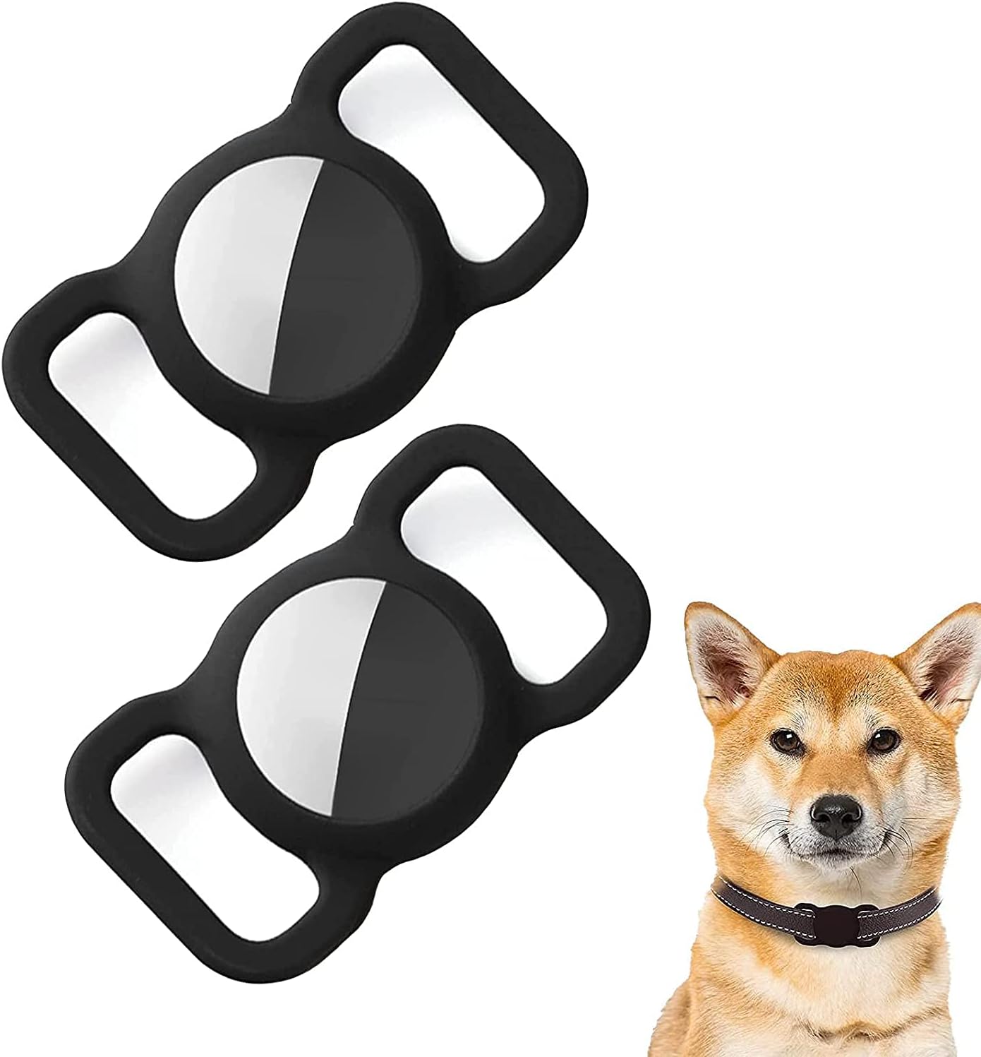 2 Pcs Airtag Dog Collar Holder, Pet Silicone Protective Case for Apple