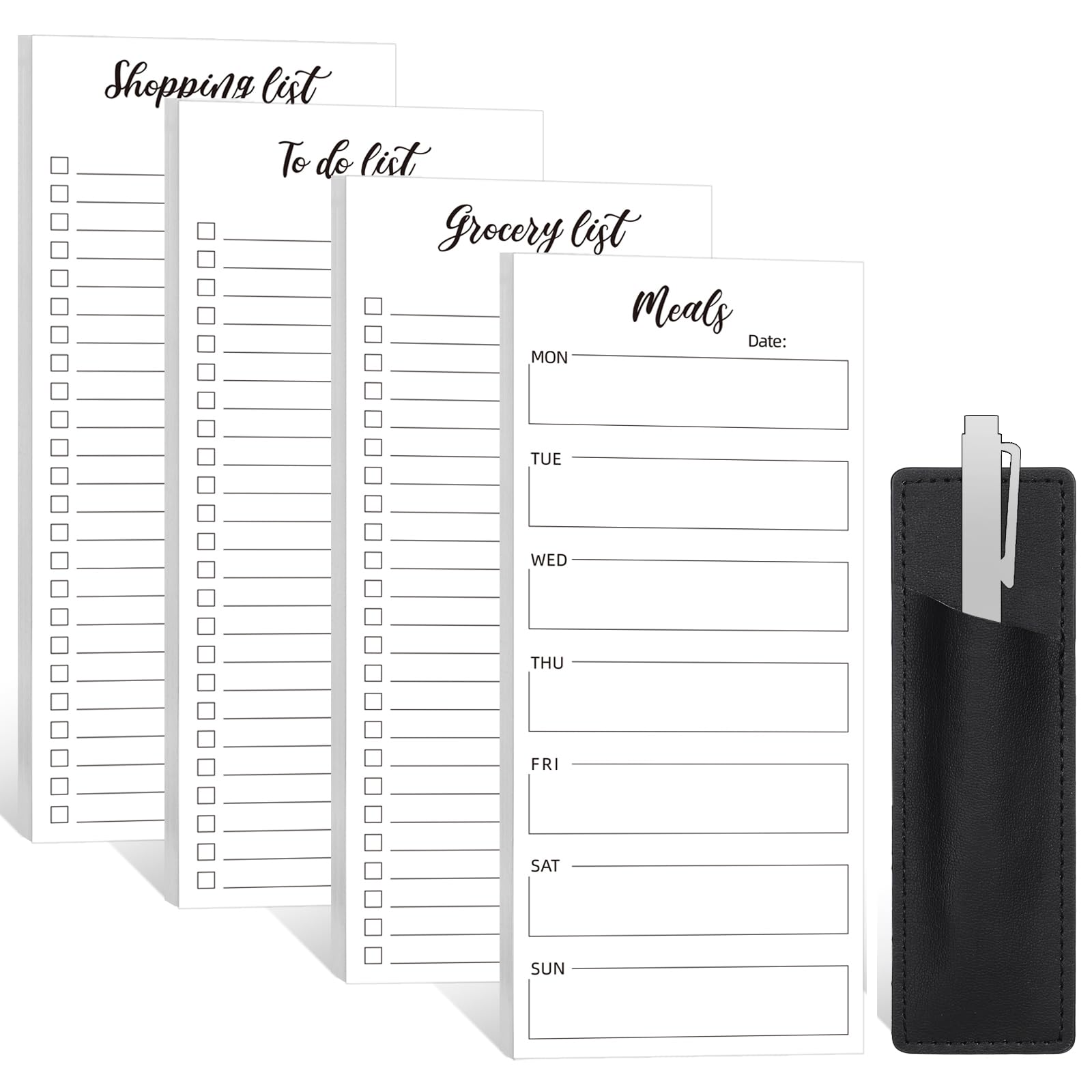 Thboxes 4 Pack Magnetic Note Pad for Fridge with Pen Holder, Totally 200 Sheets Magnetic To Do List, Grocery List, Shopping List, Meals Pads for