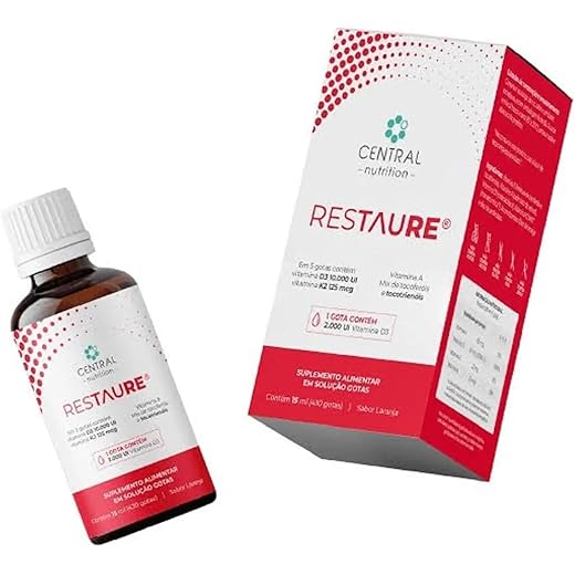 Restaure Central Nutrition Suplemento Vitamínico Sabor Laranja 15ml com Vitaminas A, E, D3 e K2