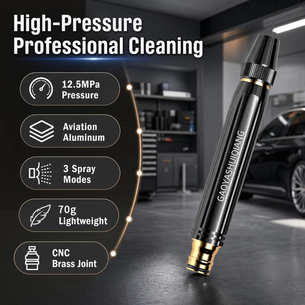 2-Pack Home High Pressure Car Wash Water Gun, High Pressure Water Gun with High Pressure Hose Nozzle, Adjustable Spray Nozzle for Garden Hose, Car Washing, Lawn Watering & Patio Cleaning