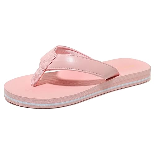NewDenBer Women's Comfortable Flip Flops Lightweight Arch Support Summer Thong Sandals - 9 - 1. Pink
