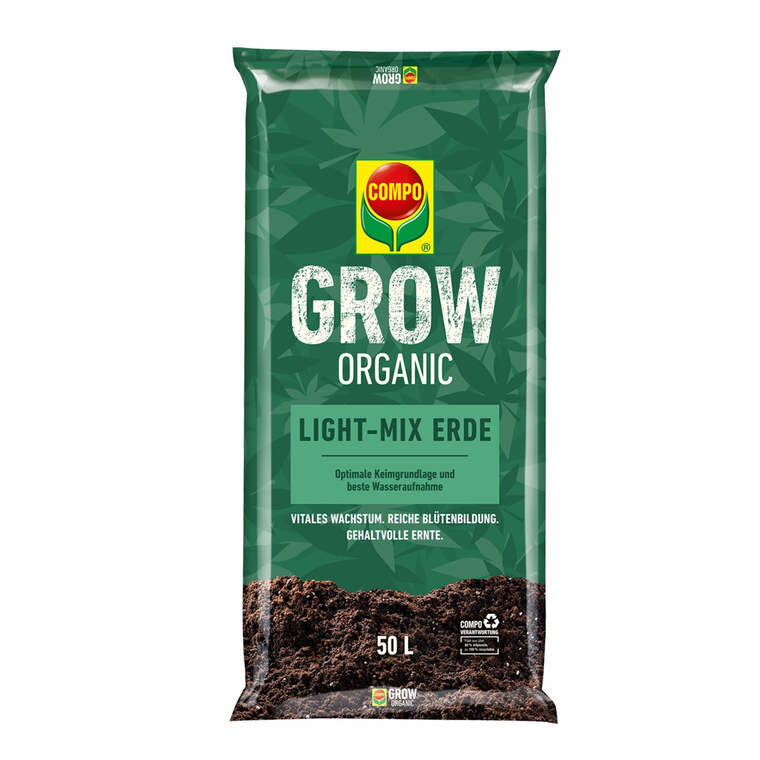 Compo Grow Organic Light-Mix Erde - Aussaaterde mit lockerer, luftiger Struktur für den Anbau von Spezialkulturen im Indoor- & Outdoor-Bereich 50 L