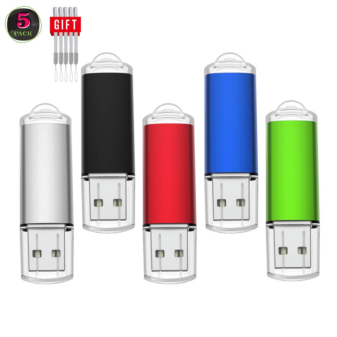 Meinami bulk wholesale USB drives 2.0 flash drives 5pack 4GB thumb USB drive multicolored 5pcs memory stick U disk with LED light for storage files, photo, video,music