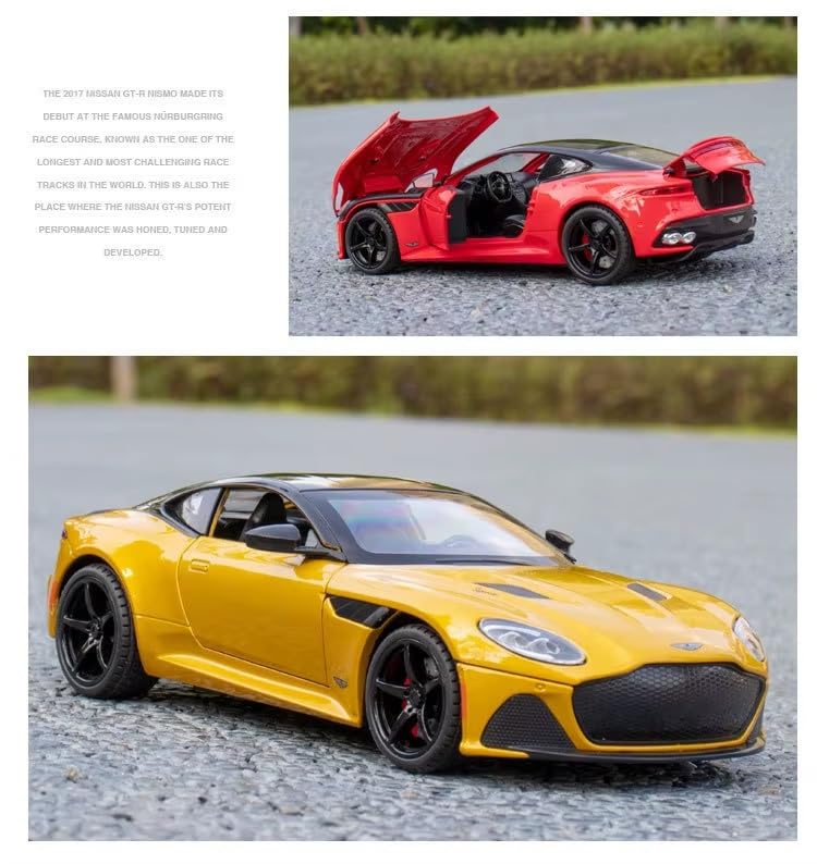 Image of 1:22 Scale Big Aston Martin DBS Metal Pullback Diecast Car for Kids with Openable Doors, Sound, Light Effects Toy for Car Enthusiasts, Green