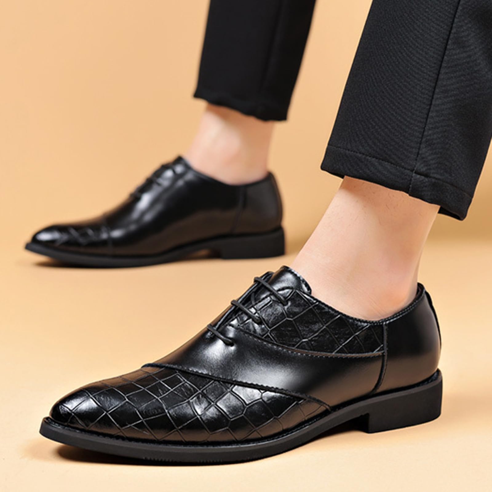 Scarpe Eleganti da Uomo Scarpe Formali con Punta | Stringate Classiche oxford in pelle PU Antiscivolo Business Matrimoni affari Cerimonia