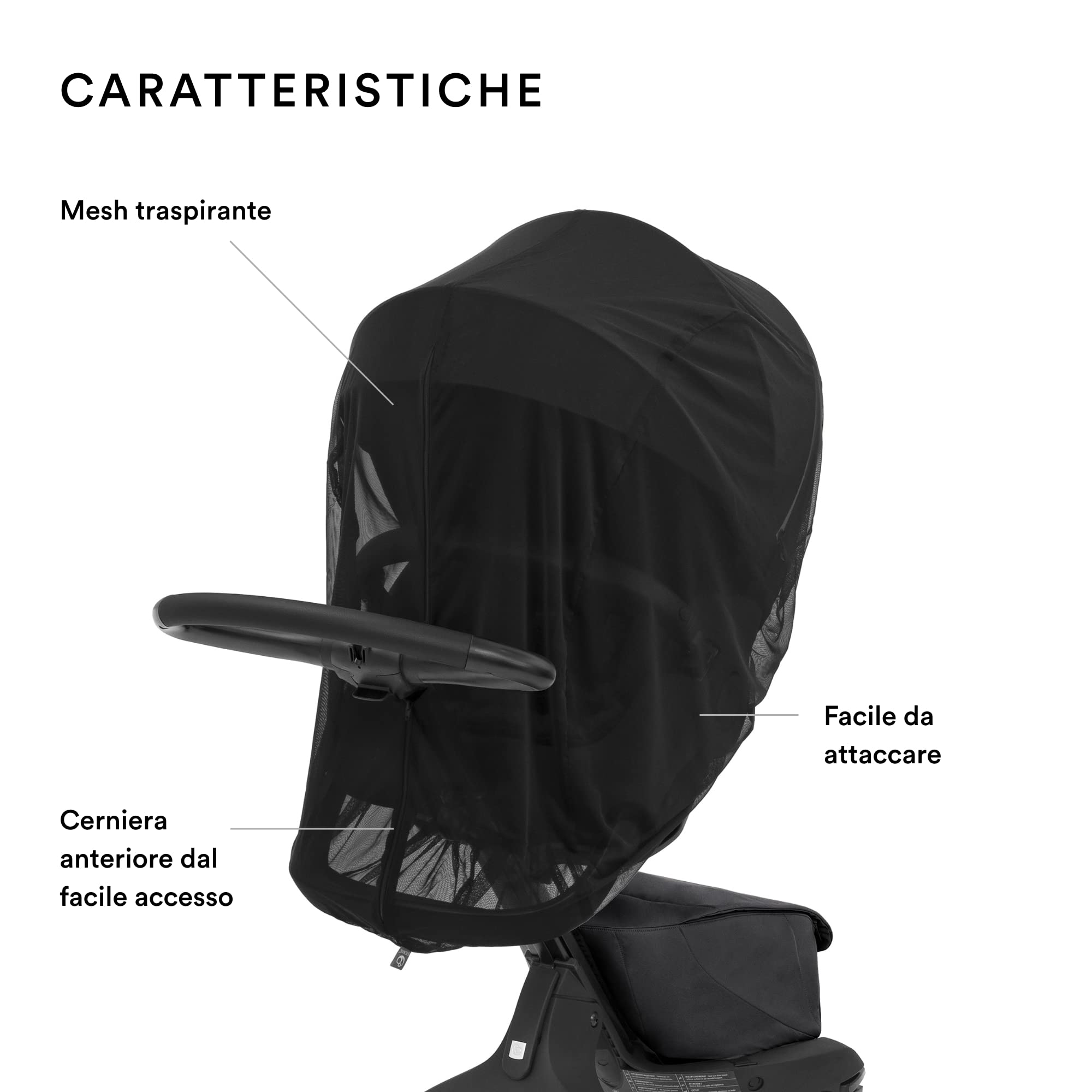 Zanzariera Stokke Xplory X, Nero - Protegge il bambino dagli insetti - Mesh traspirante - Facile da usare, Trasportare e Conservare - Si piega nella borsa accessori integrata