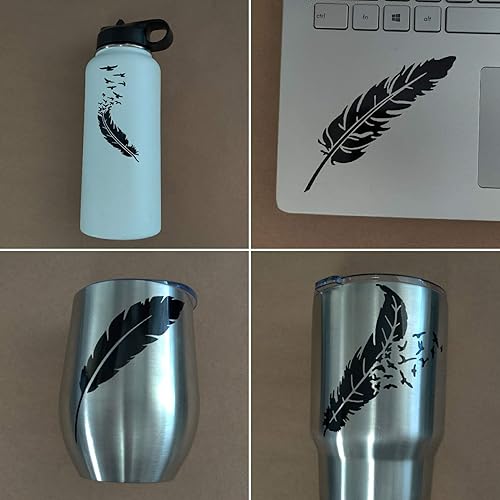 Miniatura 3 de Paquete de 4 calcomanías de plumas pájaros volando de plumas, plumas que se convierten en pájaros, plumas (plumas negras)