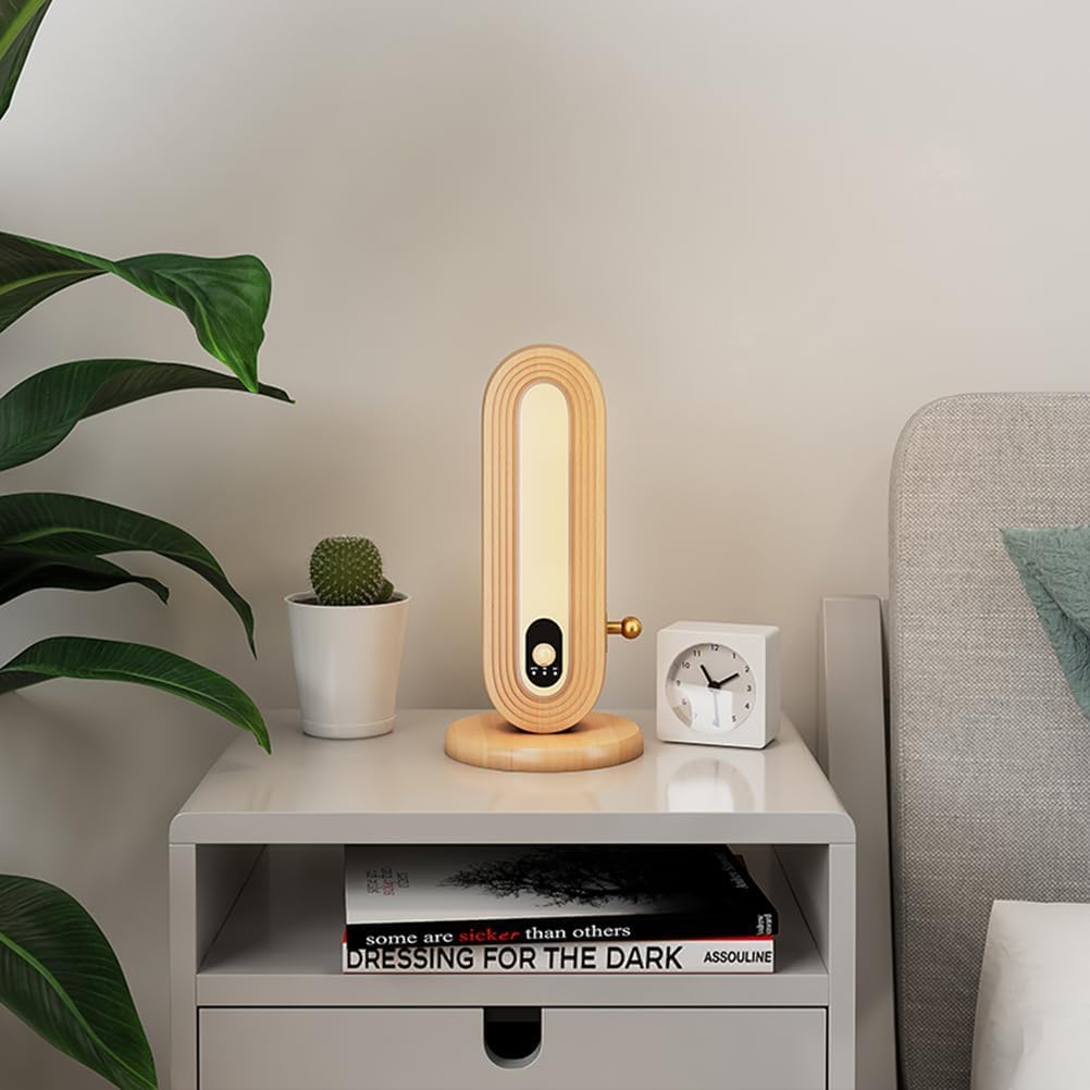 EaEa LED Kabellos Holz Tischlampe mit Bewegungsmelder, Akku Nachttischlampe Tischleuchte 4000K Warmweiß USB Aufladbar 3W Magnetisch Nachtlicht für Wand, Schreibtisch, Schlafzimmer, Treppenlicht,B