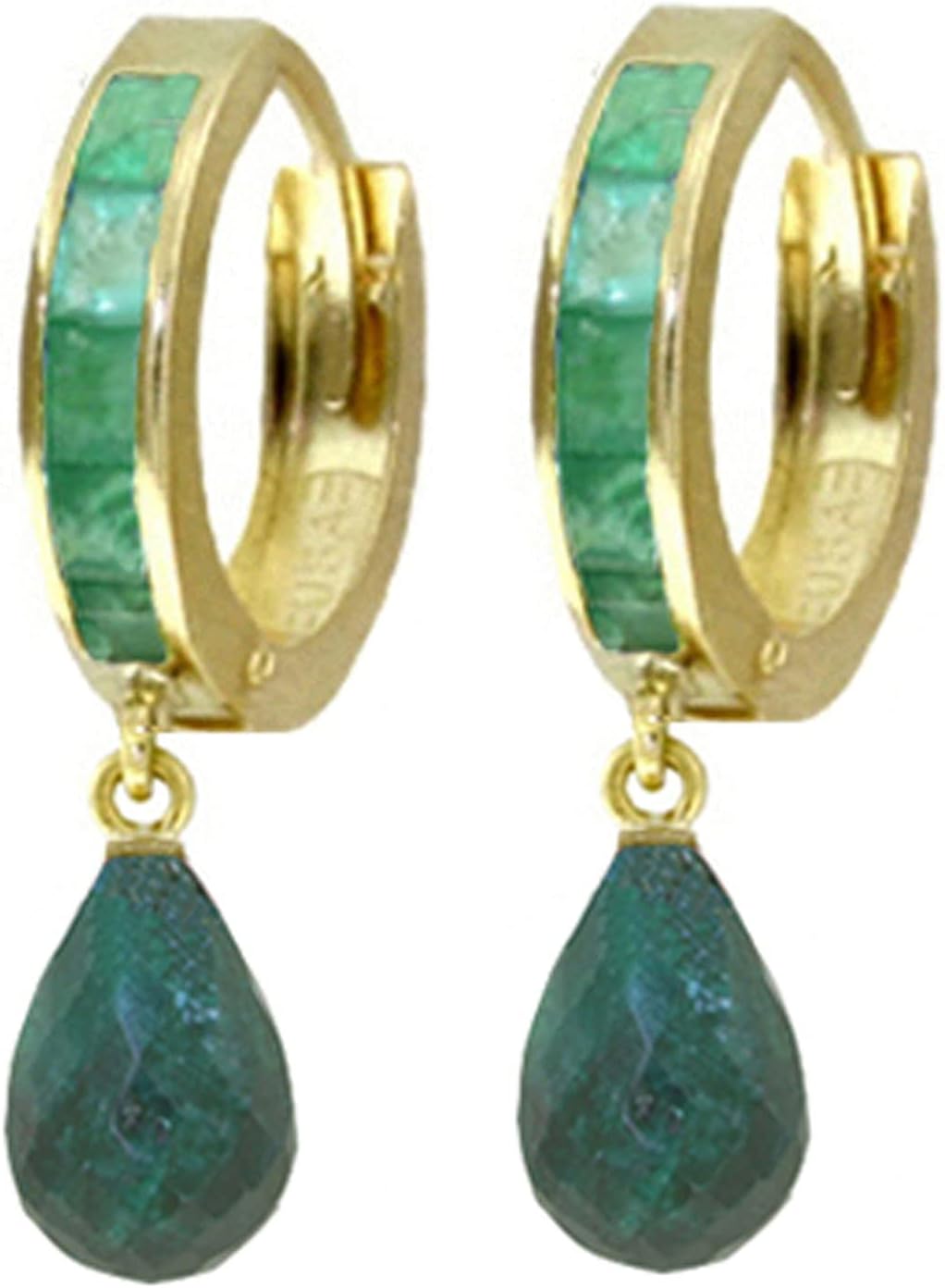 Galaxy Gold GG 14k Solid Gold Hoop Earring With Emeralds