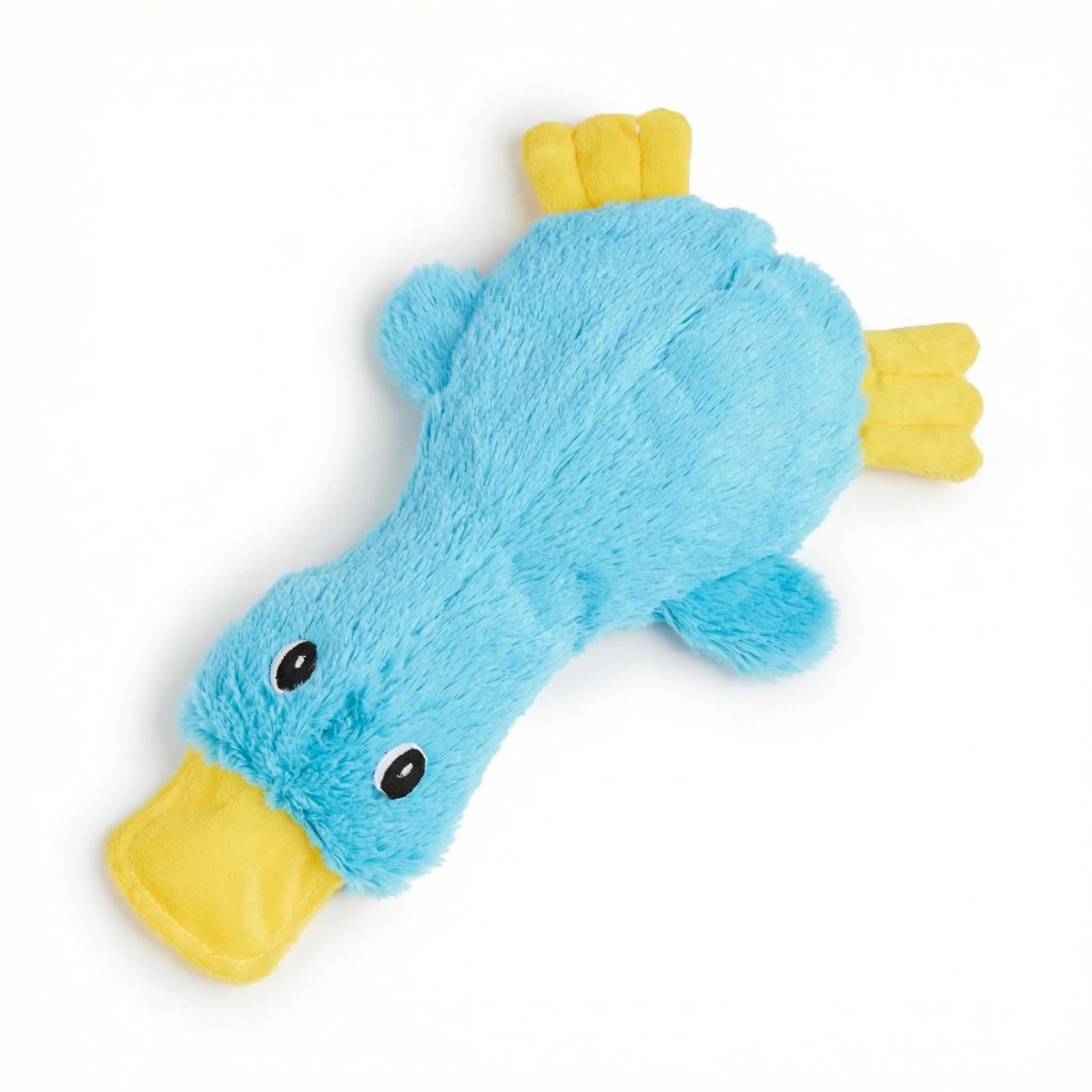 Mtbricey Calming Duck Toy for Dog 34cm/13.39in Squeaky Interactive Plush Toys with Crinkle Paper Soft Stuffed Calming Duck Toy for Anxious Dogs Pet Calming Snuggle Pillow For Puppies Small Dogs (Blue)