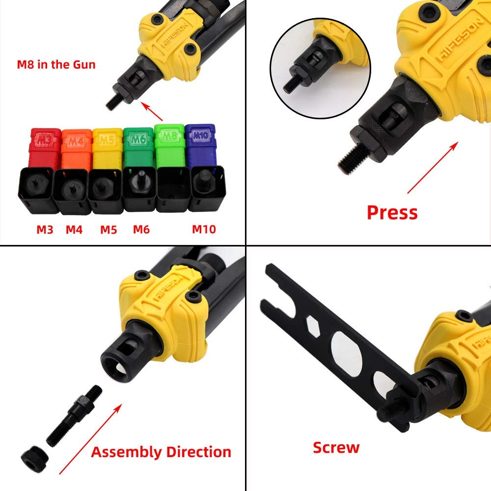 Remachadora La mano del remache tuerca inserto roscado Mandriles Manual de remachadoras Tuerca remachadora for M3 M4 M5 M6 M8 M10 Tuercas Caja de herramientas Remachadora De Tuercas